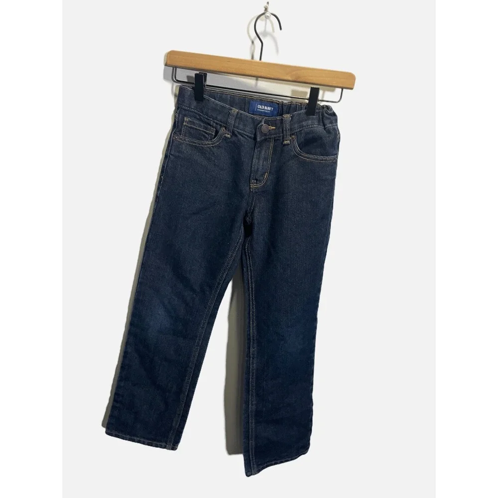 Old Navy Straight Jeans Kids 10 Regular Dark Wash Denim Adjustable Waist Classic